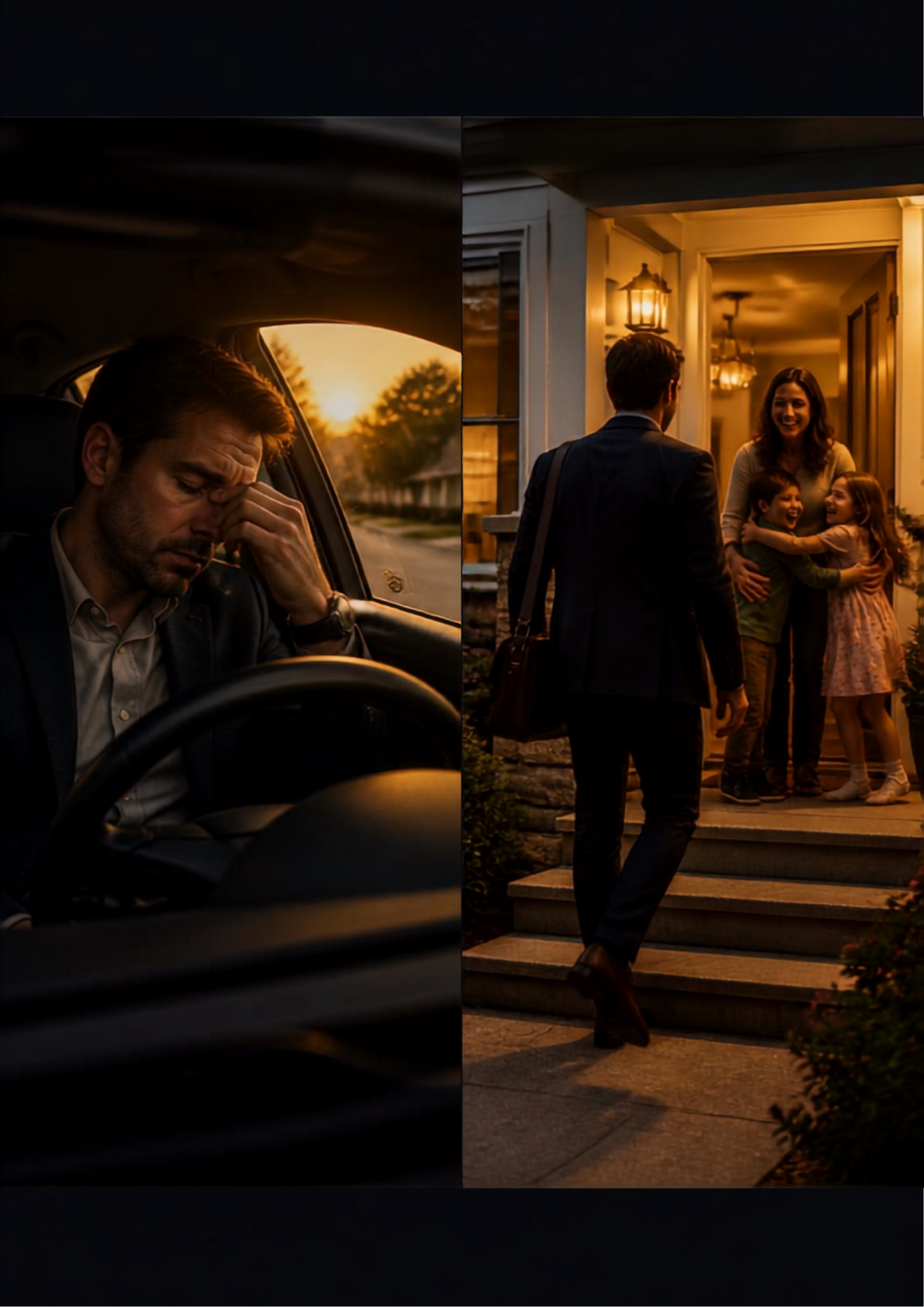 Suburban driveway reality — driveway pause to calibrated welcome